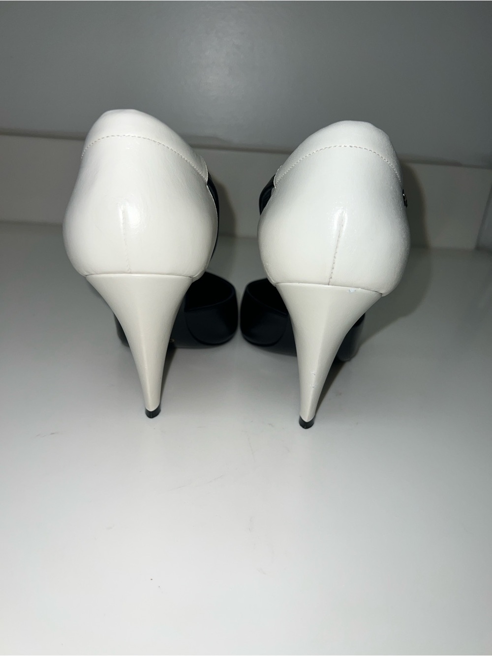 Celine Two-Tone Black and White Pointed Leather Heels - Picture 5 of 6